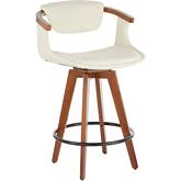 Oracle 26" Counter Stool in Cream Leatherette & Black Metal